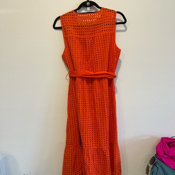 J. Crew Orange Eyelet Midi Dress - Picture 5 of 6